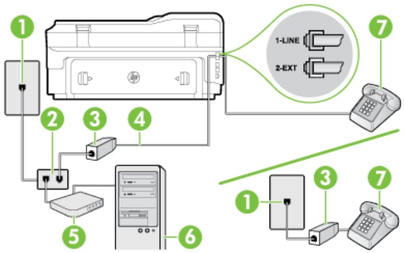 HP OFFICEJET 7610 - Gemeinsame Leitung für Telefon-/Faxanrufe und DSL-/ADSL-Modem - 1
