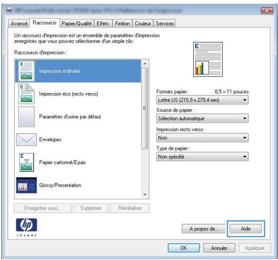 HP COLOR LASERJET PRO 100 MFP M175NW - Aide sur les options d'impression avec Windows - 1
