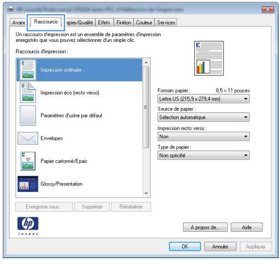 HP COLOR LASERJET PRO 100 MFP M175NW - Utilisation d'un raccourci d'impression avec Windows - 3