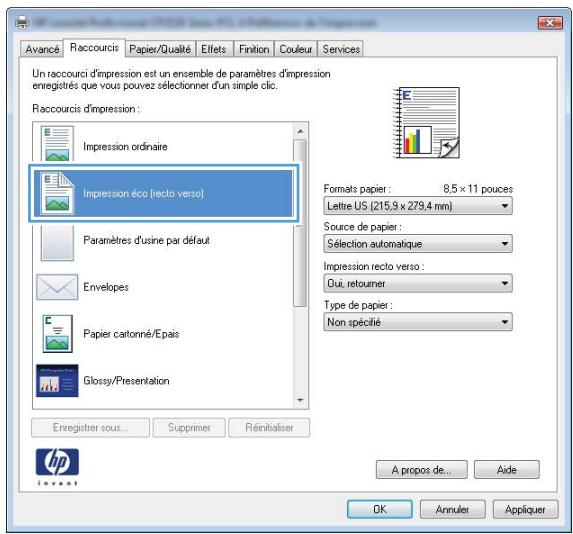 HP COLOR LASERJET PRO 100 MFP M175NW - Utilisation d'un raccourci d'impression avec Windows - 4