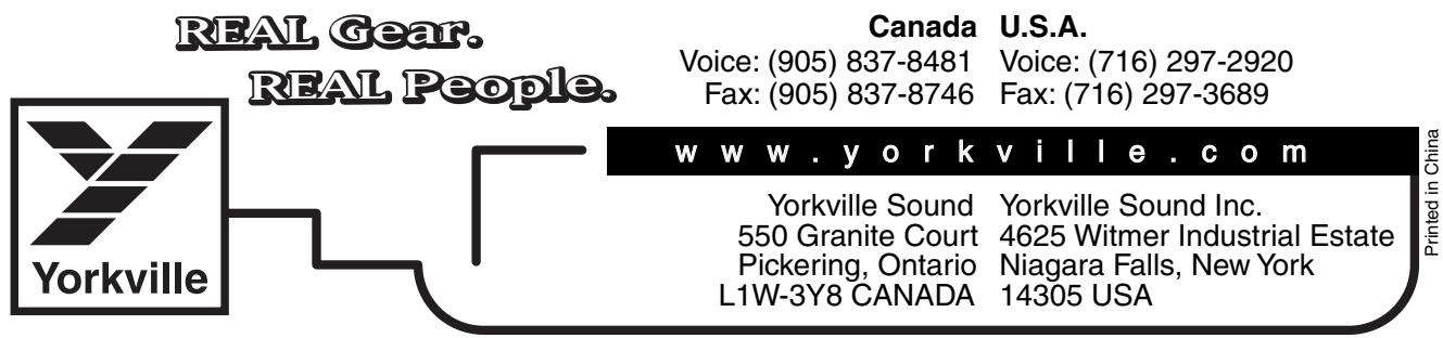 YORKVILLE YSM5 - Paramètres de contrôle de fréquence basse (YSM6 et YSM8) - 6