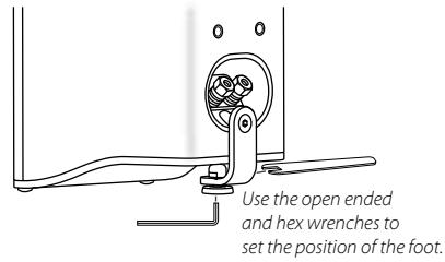 Use the open ended and hex wrenches to set the position of the foot.