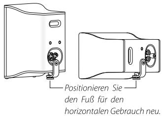 Positionieren Sie den Fuß für den horizontalen Gebrauch neu.