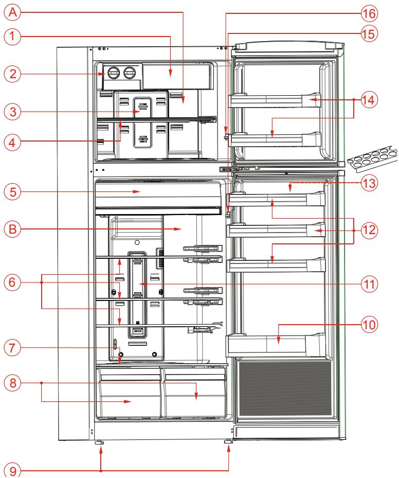 BRANDT BFD561YNW - ELEMENTS ET COMPARTIMENTS DE L'APPAREIL - 1