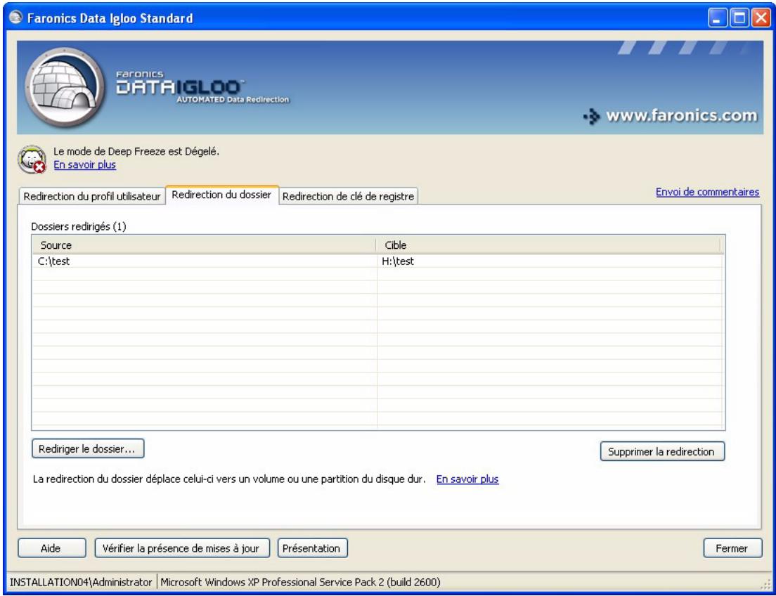 FARONICS DATA IGLOO - Supprimer une redirection de dossier - 1