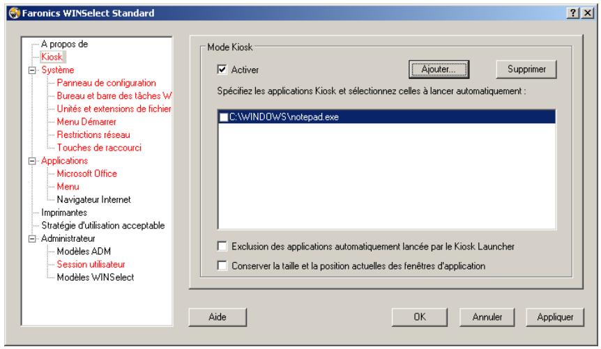 FARONICS WINSELECT STANDARD - Utilisation du mode Kiosk WINSelect - 1