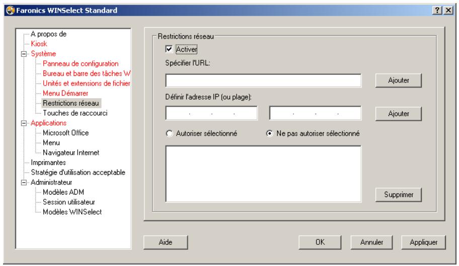 FARONICS WINSELECT STANDARD - Limitations de réseau - 1