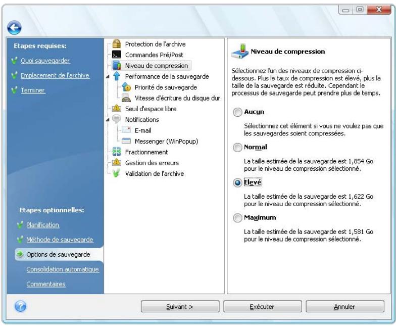 ACRONIS TRUE IMAGE HOME 2010 - Sélection des options de sauvegarde - 1