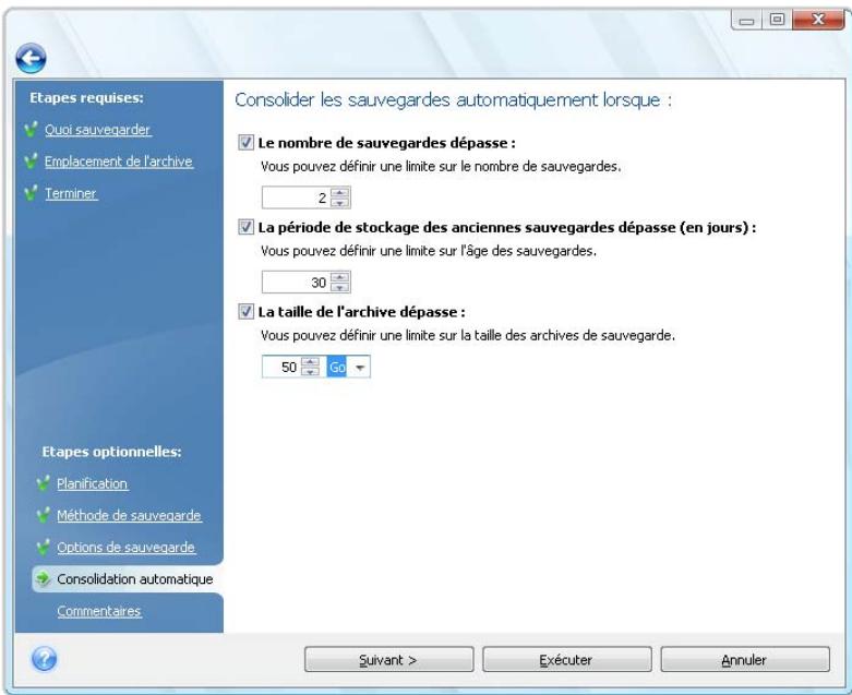 ACRONIS TRUE IMAGE HOME 2010 - Paramétrer la consolidation automatique - 1