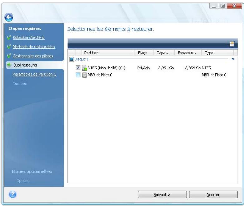 ACRONIS TRUE IMAGE HOME 2010 - Sélection d'un disque/d'une partition à restaurer - 1