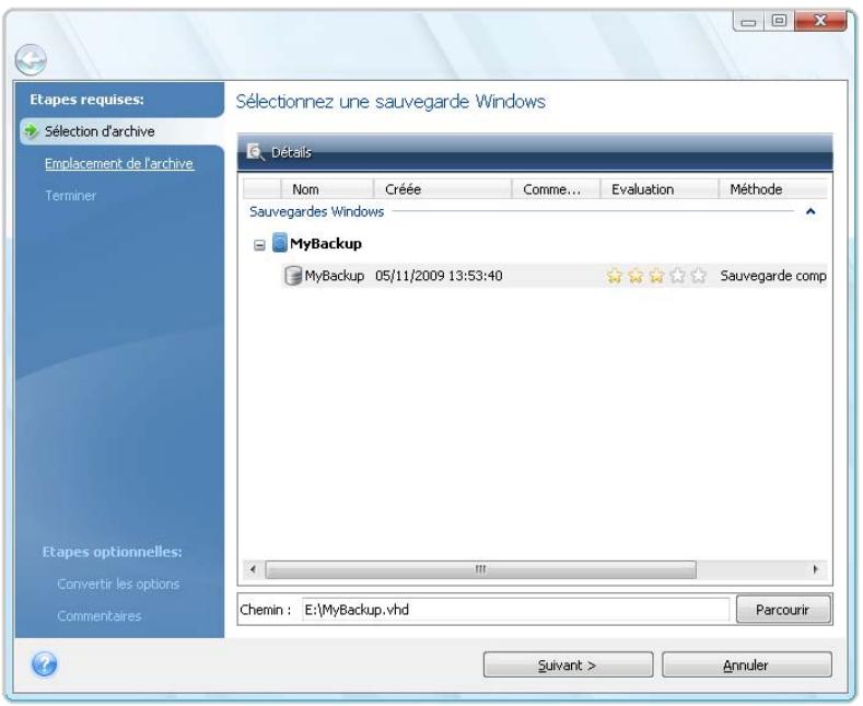 ACRONIS TRUE IMAGE HOME 2010 - Conversion en sauvegarde Acronis - 1