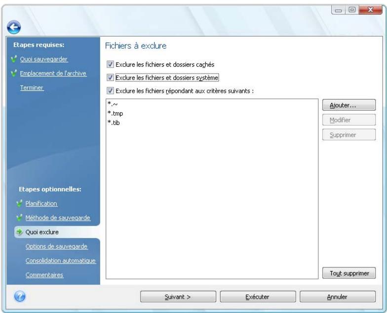 ACRONIS TRUE IMAGE HOME 2010 - Sélectionner quoi exclure - 1