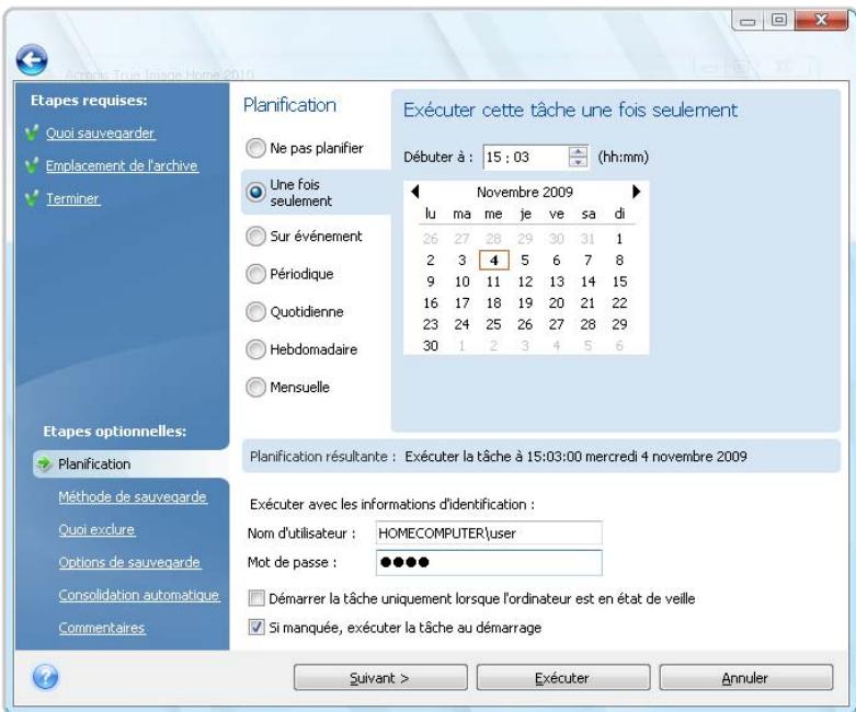 ACRONIS TRUE IMAGE HOME 2010 - Définir l'exécution une seule fois - 1