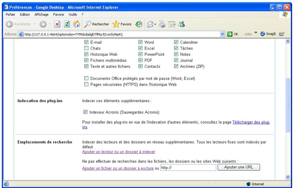 ACRONIS TRUE IMAGE HOME 2010 - Utilisation de Google Desktop avec Acronis True Image Home 2010 Netbook Edition - 2