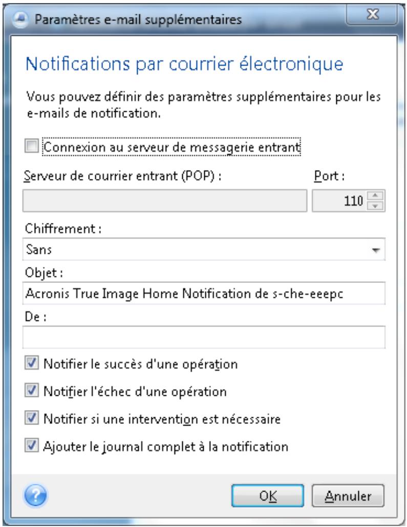 ACRONIS TRUE IMAGE HOME 2010 - Notification par courrier électronique - 2