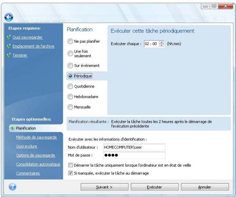 ACRONIS TRUE IMAGE HOME 2010 - Configurer une exécution périodique - 1