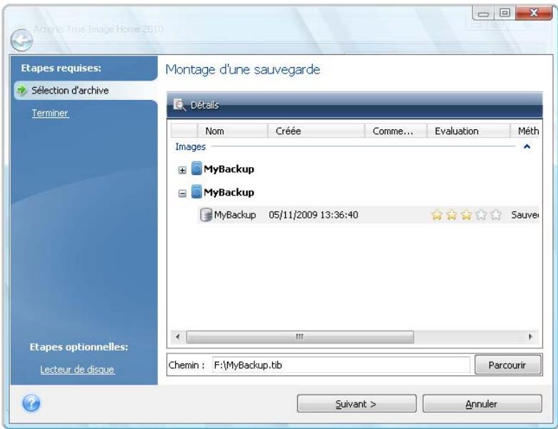 ACRONIS TRUE IMAGE HOME 2010 - Monter une image - 1