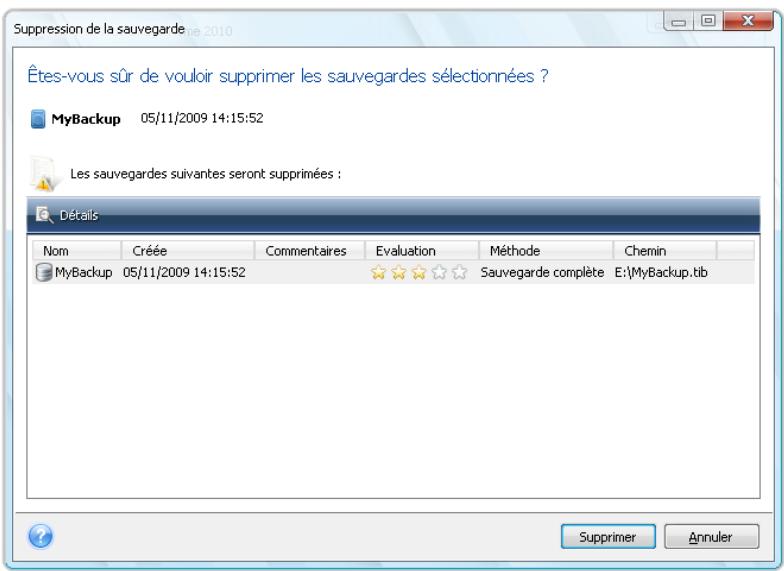 ACRONIS TRUE IMAGE HOME 2010 - Suppression des archives de sauvegarde - 1