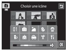 NIKON COOLPIX S4200 - Touchez l'icone souhaïée, touche ou faites glisser le curseur pour sélectionner la couleur de l'icone, puis touche OK. - 1