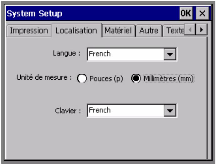 BRADY GLOBALMARK - Définition des options de l'onglet Localisation - 1