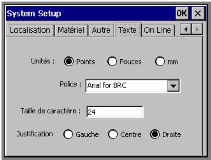 BRADY GLOBALMARK - Définition des options de l'onglet Texte - 1