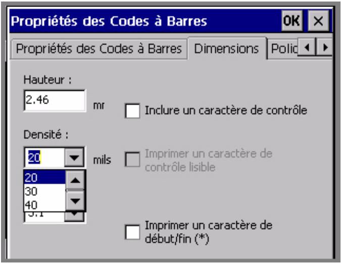 BRADY GLOBALMARK - Définition des dimensions du code à barres - 1
