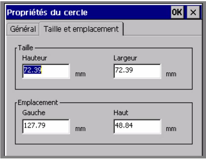 BRADY GLOBALMARK - Définition des options de l'onglet Taille et emplacement - 1