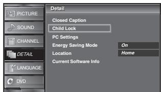 SYLVANIA LD195SSX - Use [Cursor / ] to select "Child Lock", then press [ENTER]. - 2