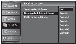 SYLVANIA LD320SSX - Utilice [Cursor ▲/▼] para seleccionar los servicio digital de subtítulos DTV deseados, y luego presione [ENTER]. - 2