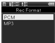 OLYMPUS LS-20 - Utilisez la touche + / - pourCHOISIR le format d'enregistrement - 1