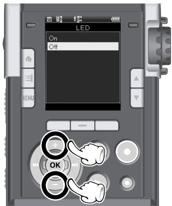 OLYMPUS LS-20 - Appuyez sur la touche + / - pour modifier le réglage - 1