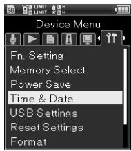 OLYMPUS LS-20 - [Menu]  [Menu Système]  [Heure et Date] - 1