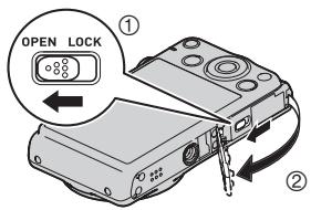 CASIO EXILIM EX-ZS200 - Ouvrez le couvercle de batterie. - 1