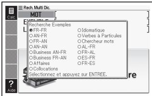 CASIO EW-F4000E - Spécification de l'ordre d'affichage des dictionaries pour les listes de résultats - 2
