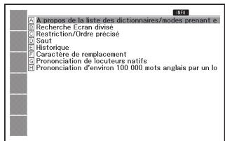 CASIO EW-F4000E - Pour voir les dictionnaires ou modes compatibles avec certains types de recherche et autres fonctions - 1