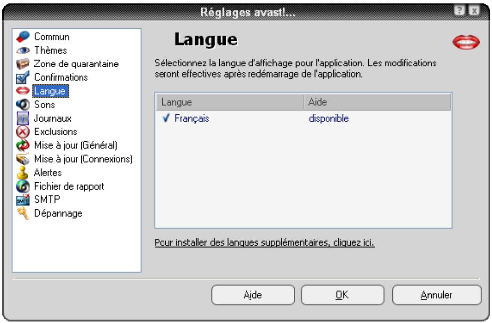 AVAST ANTIVIRUS EDITION PROFESSIONNELLE 4.8 - Changement de la langue du programme - 1