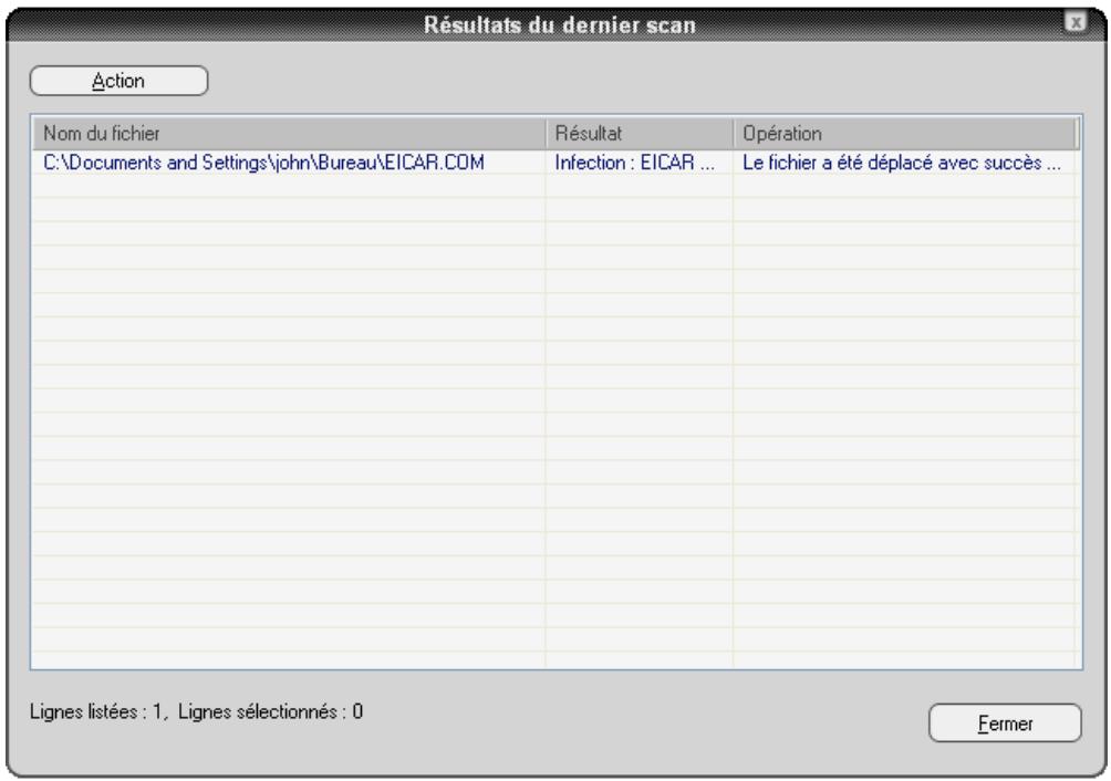 AVAST ANTIVIRUS EDITION PROFESSIONNELLE 4.8 - Résultats du dernier scan - 1