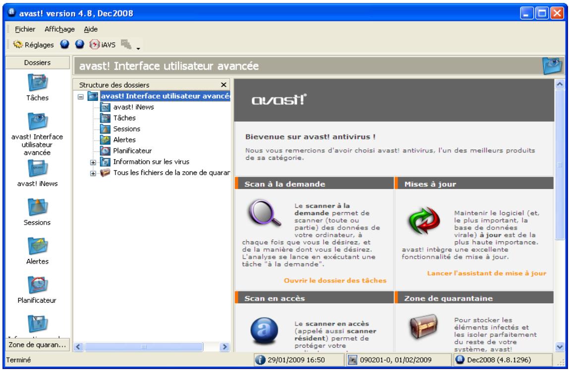 AVAST ANTIVIRUS EDITION PROFESSIONNELLE 4.8 - Travailler avec l'interface utilisateur avancée - 1