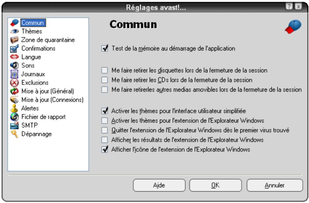 AVAST ANTIVIRUS EDITION PROFESSIONNELLE 4.8 - Autres réglages d'avast! - 1