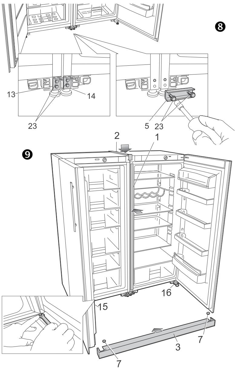 BRANDT BFL5456GB - Door position adjustment when planes A or C of the appliances are not level - 1