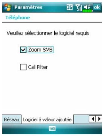 E-TEN M810 - Tapotecz sur Menu, Options puis sur l'onglet Logiciel à valeur ajoutée. - 1