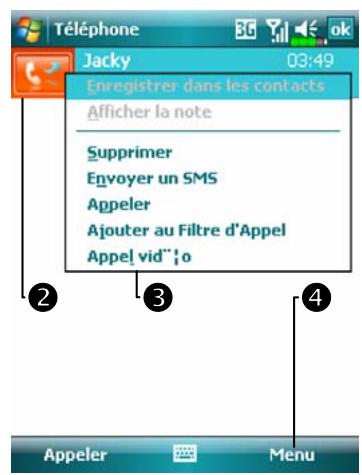 E-TEN M810 - Appeler depuis l'Historique des Appels - 3