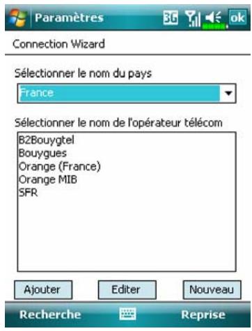 E-TEN M810 - Tapotecz sur 4, Paramètres, l'onglet Connexions, puis Connessione guidata. - 1