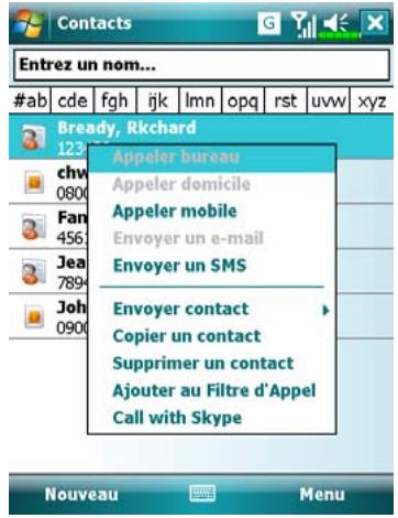 E-TEN X650 - Appeler depuis Contacts - 1