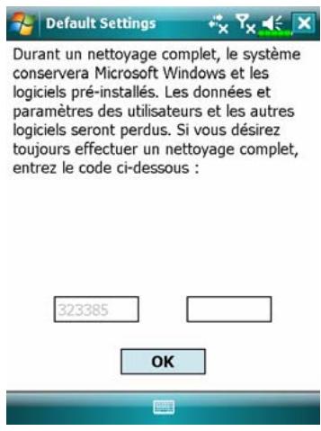 E-TEN X650 - Tapotec, Programmes, Utilities puis Default Settings. - 1