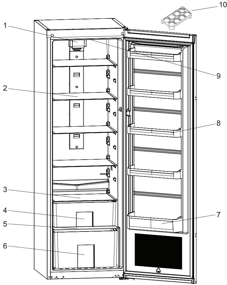 BRANDT BFL545YBX - THE PARTS OF THE APPLIANCE AND THE COMPARTMENTS - 1