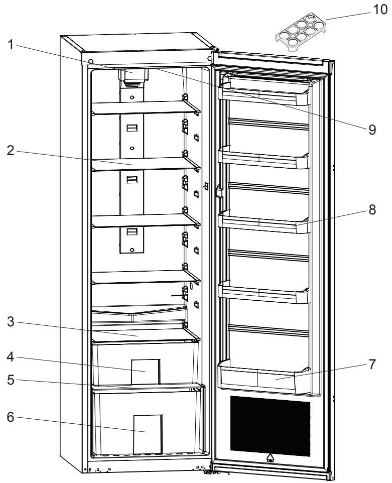 BRANDT BFL545YBX - THE PARTS OF THE APPLIANCE AND THE COMPARTMENTS - 2