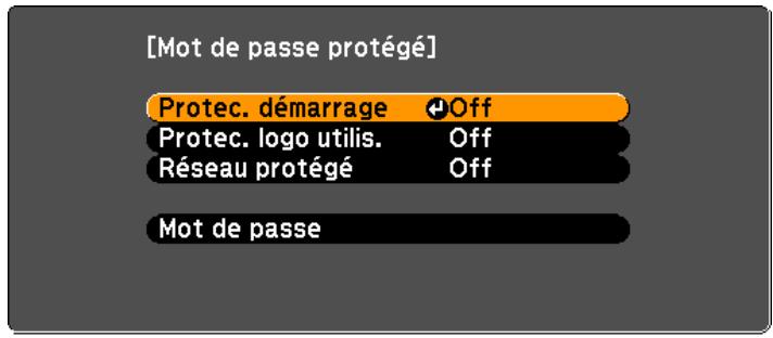 EPSON EB-425W - Réglage de la fonction mot de passe protégé - 3
