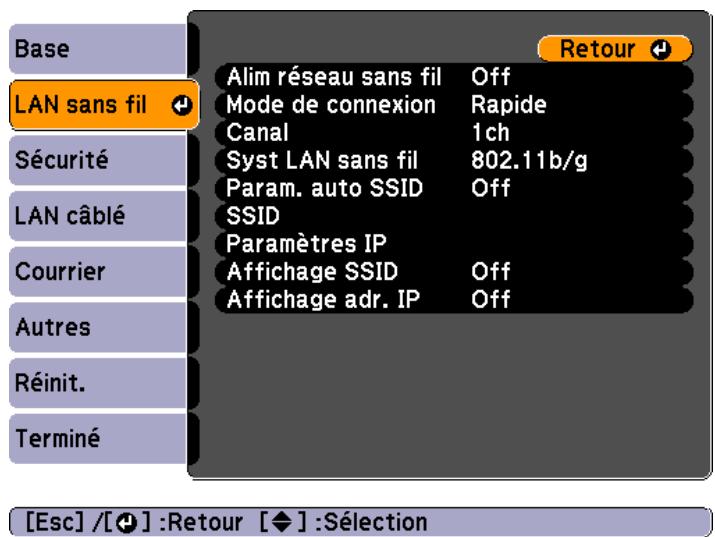 EPSON EB-425W - Menu LAN sans fil - 1