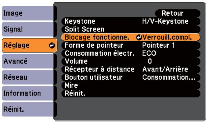 EPSON EB-1955 - Verrouillage des touches de fonctionnement (Blocage fonctionne.) - 3